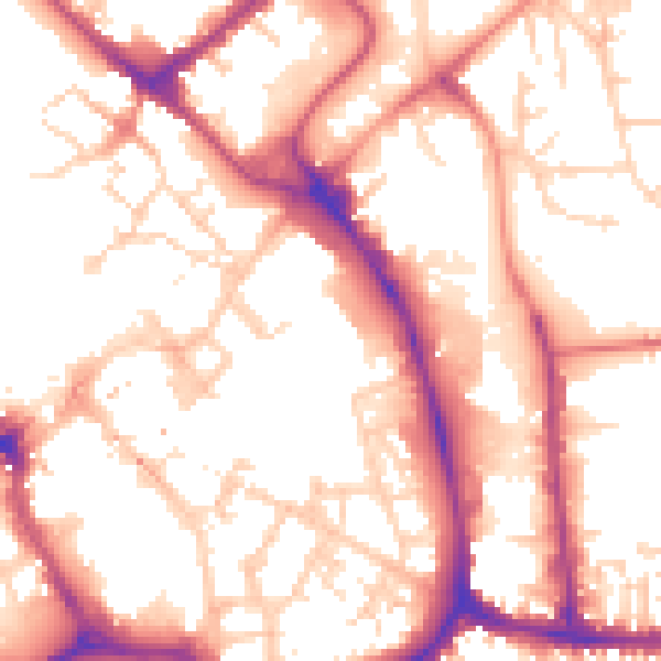 Daytime road noise heatmap for YO1 7NB