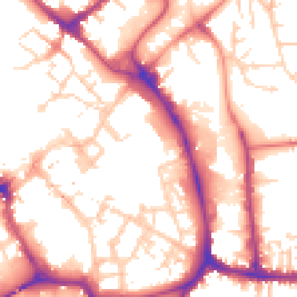 Daytime road noise heatmap for YO1 7ND