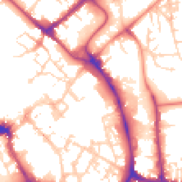 Daytime road noise heatmap for YO1 7NE