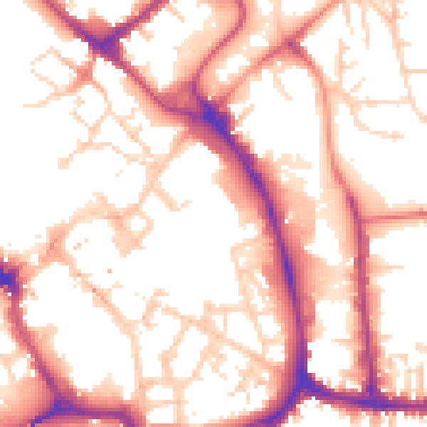 Daytime road noise heatmap for YO1 7NF