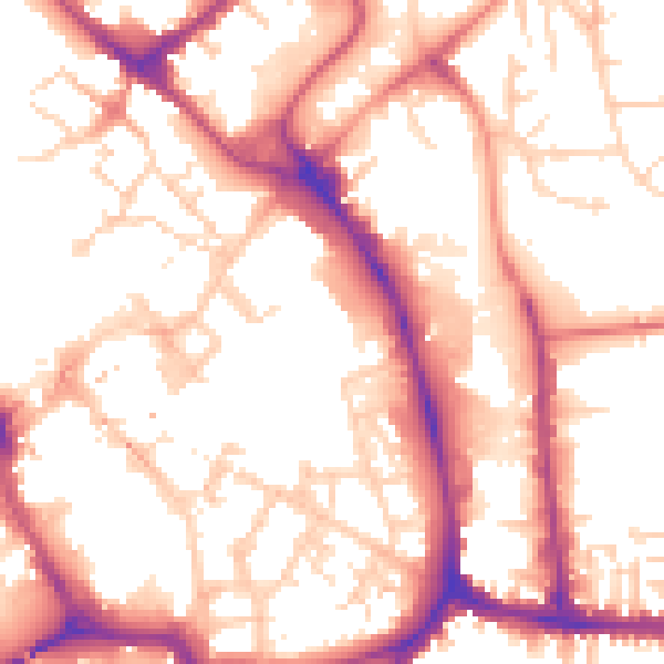 Daytime road noise heatmap for YO1 7NG