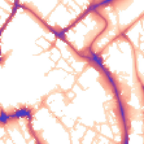 Daytime road noise heatmap for YO1 7PJ
