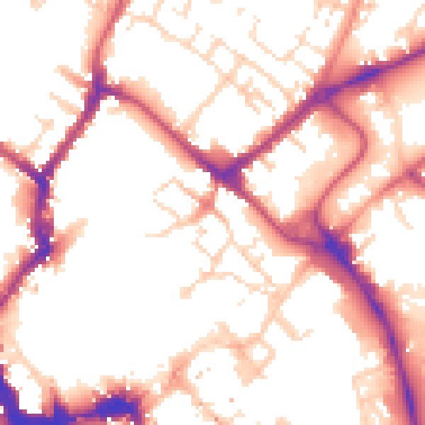 Daytime road noise heatmap for YO1 7QB