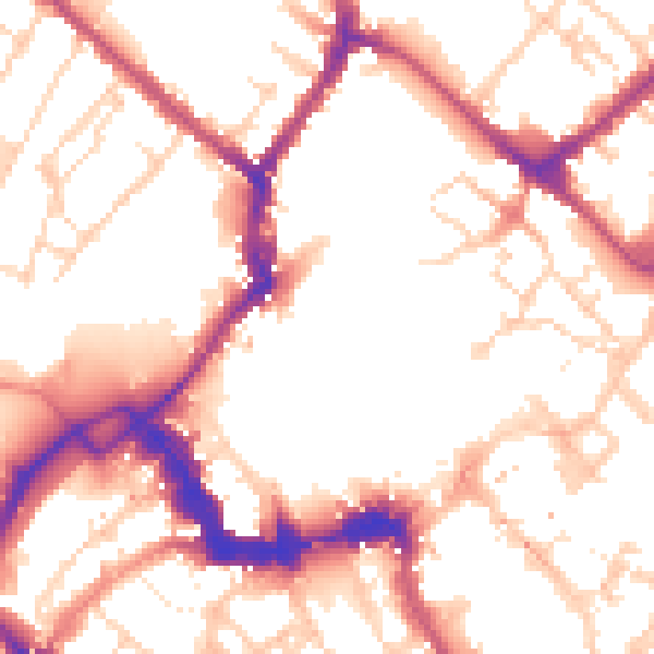 Daytime road noise heatmap for YO1 8AN