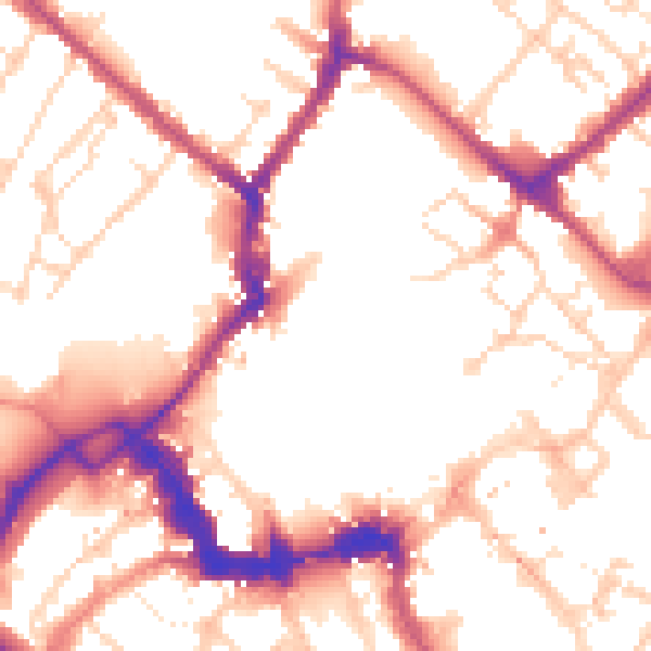 Daytime road noise heatmap for YO1 8AS