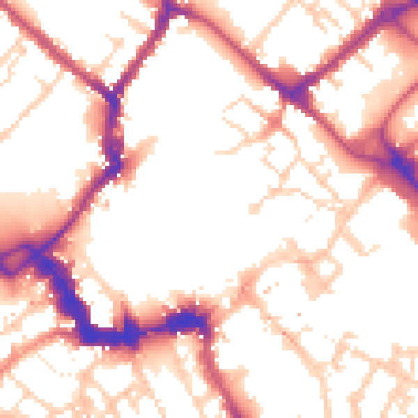 Daytime road noise heatmap for YO1 8AZ
