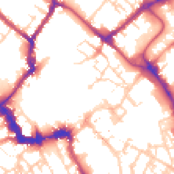 Daytime road noise heatmap for YO1 8BH