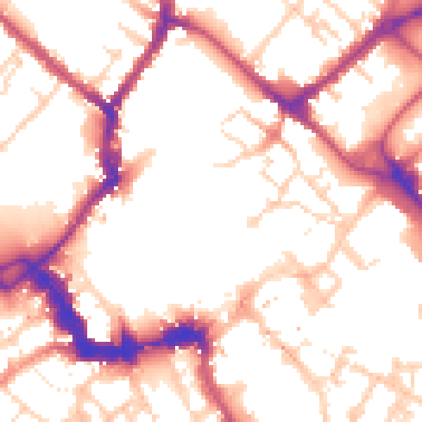 Daytime road noise heatmap for YO1 8HX