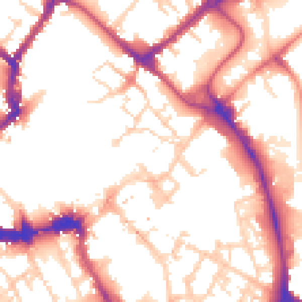 Daytime road noise heatmap for YO1 8NQ