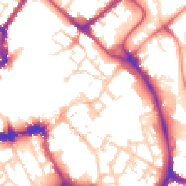 Daytime road noise heatmap for YO1 8NW