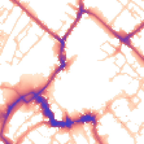 Daytime road noise heatmap for YO1 8QF