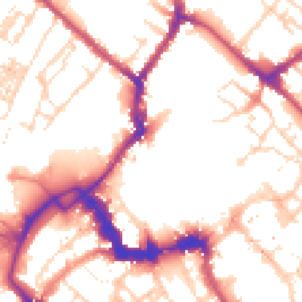 Daytime road noise heatmap for YO1 8QG