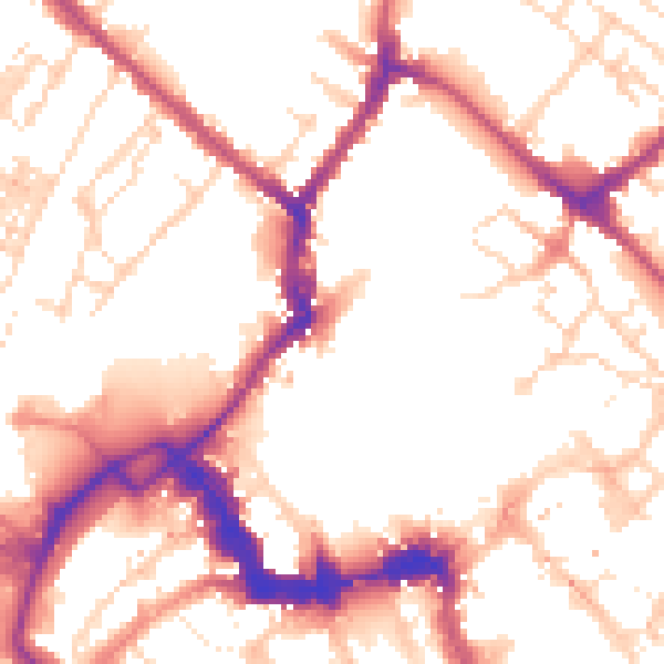 Daytime road noise heatmap for YO1 8QU