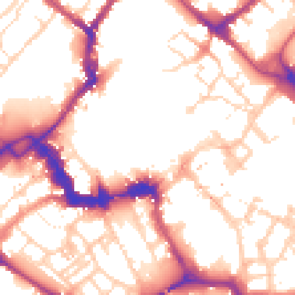Daytime road noise heatmap for YO1 8SQ