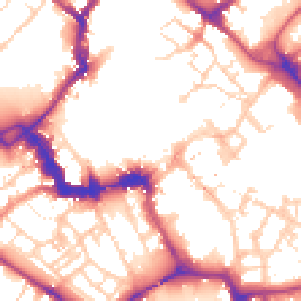 Daytime road noise heatmap for YO1 8SW