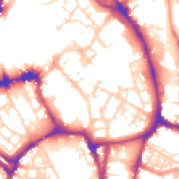 Daytime road noise heatmap for YO1 9AA