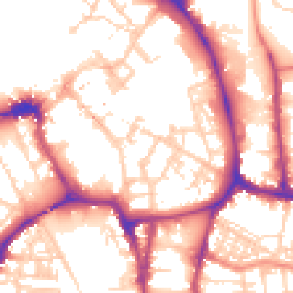 Daytime road noise heatmap for YO1 9PH