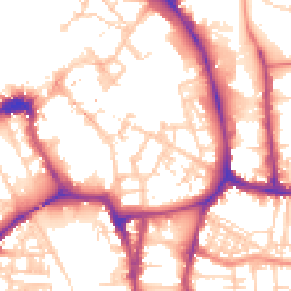 Daytime road noise heatmap for YO1 9QA