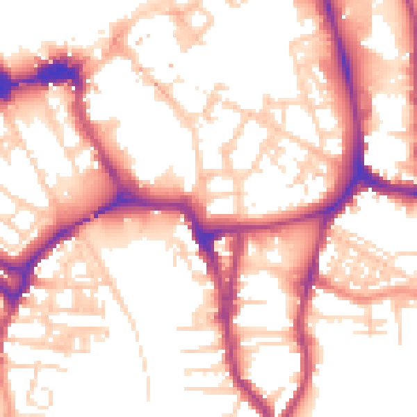 Daytime road noise heatmap for YO1 9QF