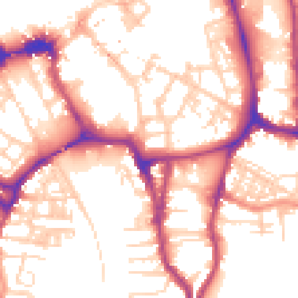 Daytime road noise heatmap for YO1 9QG