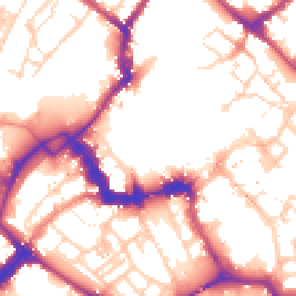 Daytime road noise heatmap for YO1 9QL