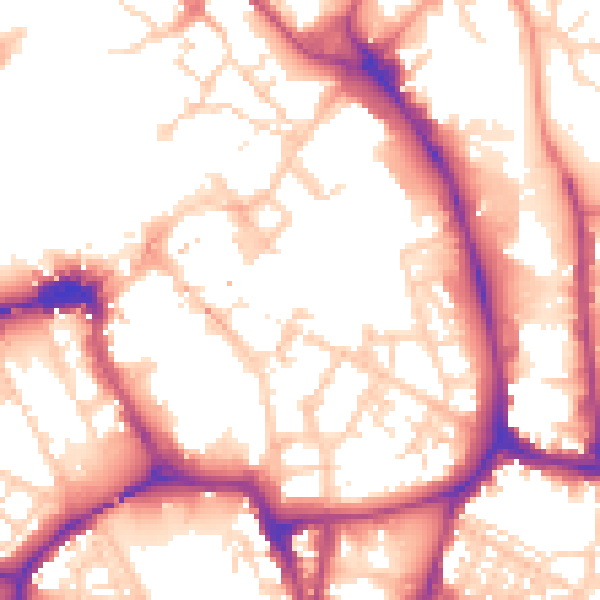 Daytime road noise heatmap for YO1 9SG