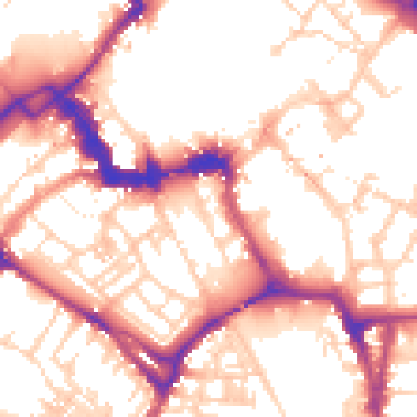 Daytime road noise heatmap for YO1 9SL