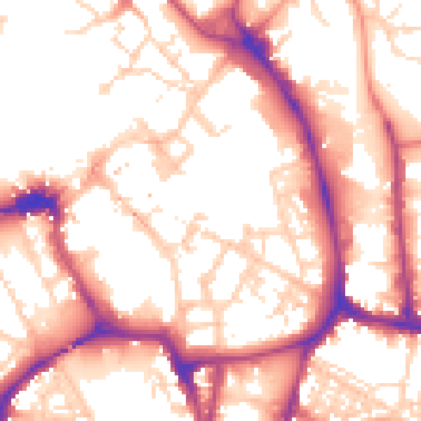Daytime road noise heatmap for YO1 9SU