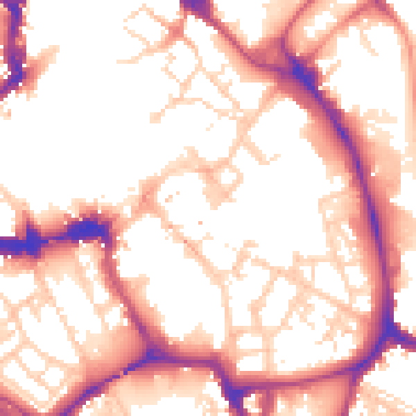 Daytime road noise heatmap for YO1 9TN