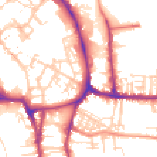 Daytime road noise heatmap for YO1 9UD