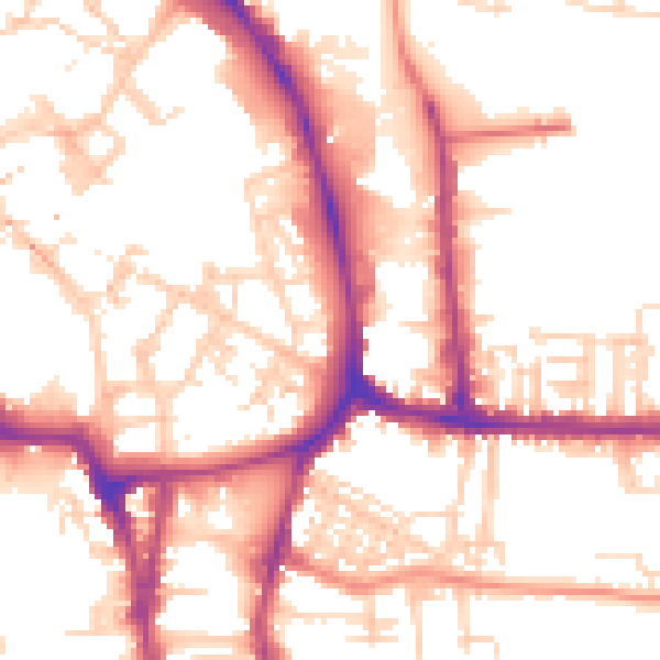 Daytime road noise heatmap for YO1 9UE