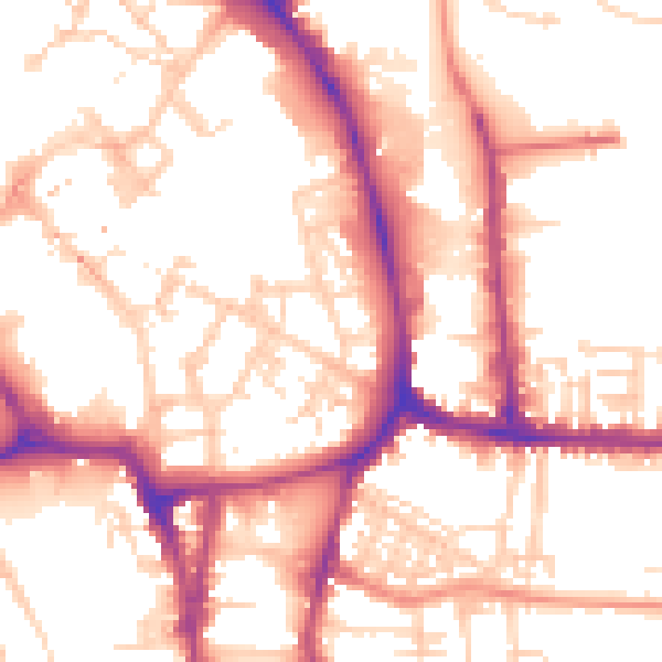 Daytime road noise heatmap for YO1 9XG