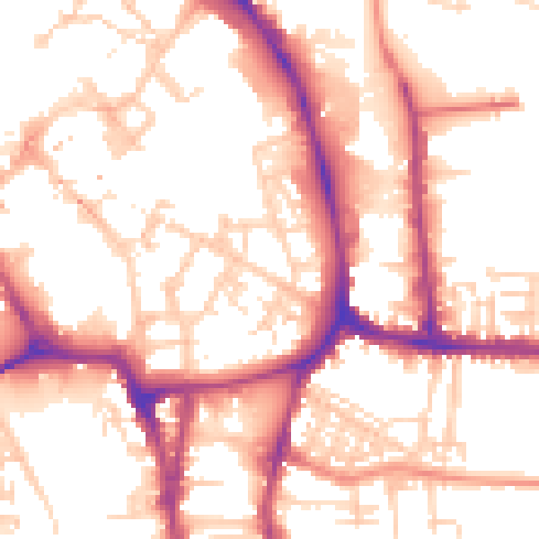 Daytime road noise heatmap for YO1 9XQ