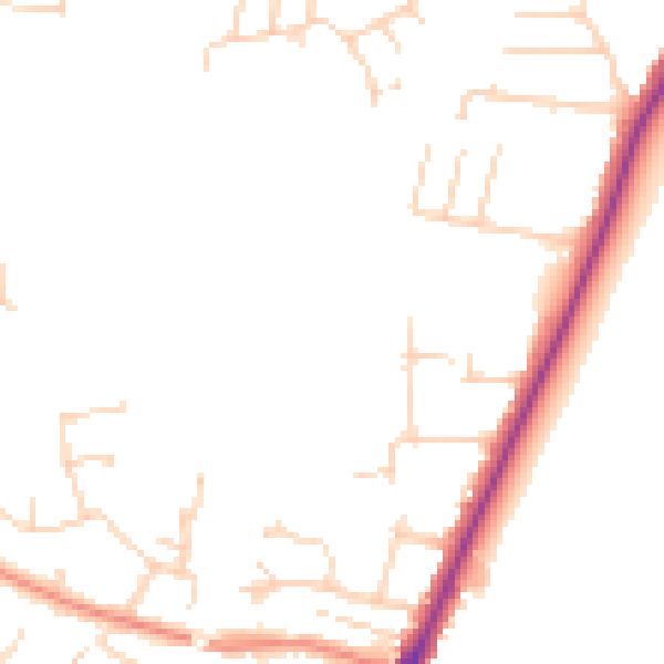 Daytime road noise heatmap for YO24 1ER