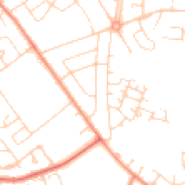 Daytime road noise heatmap for YO24 3AL