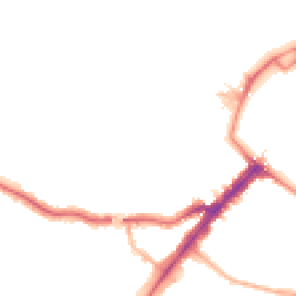 Night-time road noise heatmap for YO26 4AB