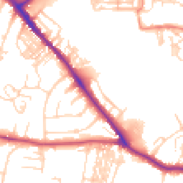 Daytime road noise heatmap for YO26 4AE