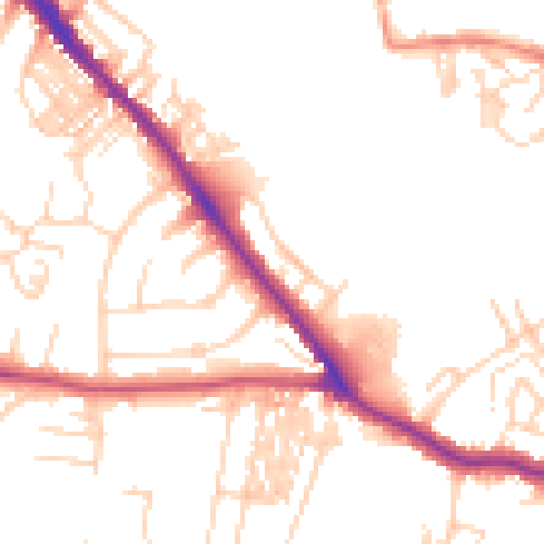 Daytime road noise heatmap for YO26 4GL