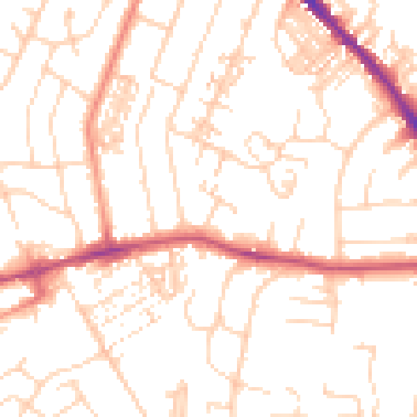 Daytime road noise heatmap for YO26 4LA