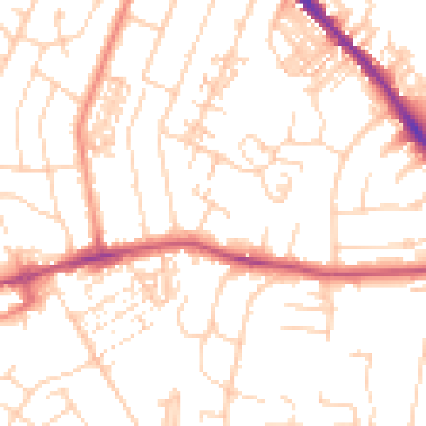Daytime road noise heatmap for YO26 4LP
