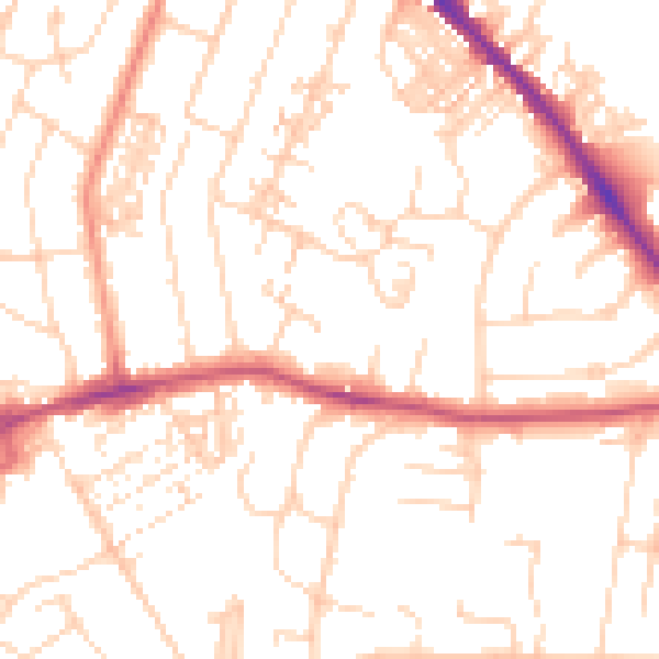 Daytime road noise heatmap for YO26 4LR