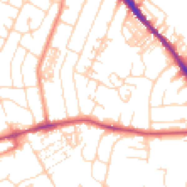 Daytime road noise heatmap for YO26 4LS