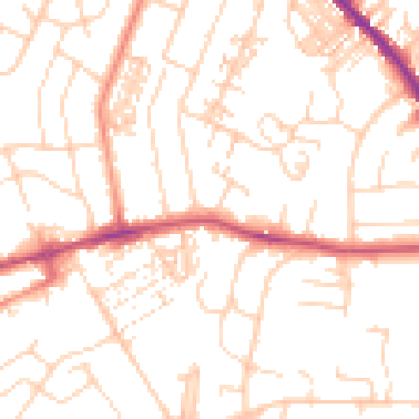 Daytime road noise heatmap for YO26 4LT