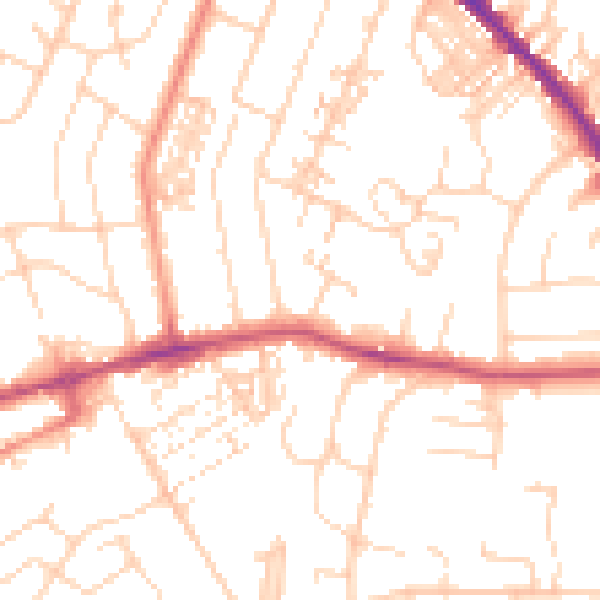 Daytime road noise heatmap for YO26 4LU