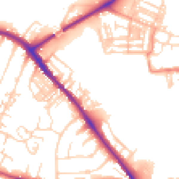 Daytime road noise heatmap for YO26 4QN