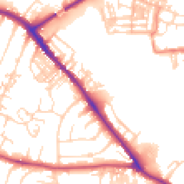 Daytime road noise heatmap for YO26 4QP