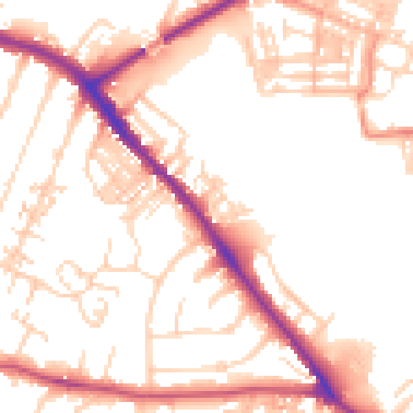 Daytime road noise heatmap for YO26 4QS