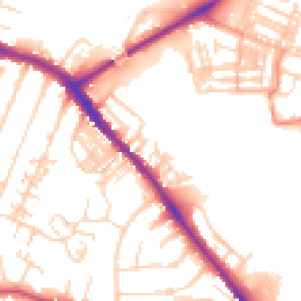 Daytime road noise heatmap for YO26 4QT