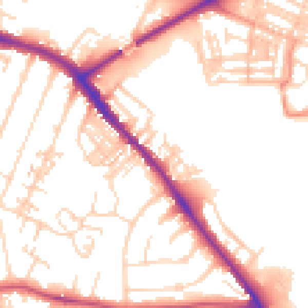 Daytime road noise heatmap for YO26 4QU