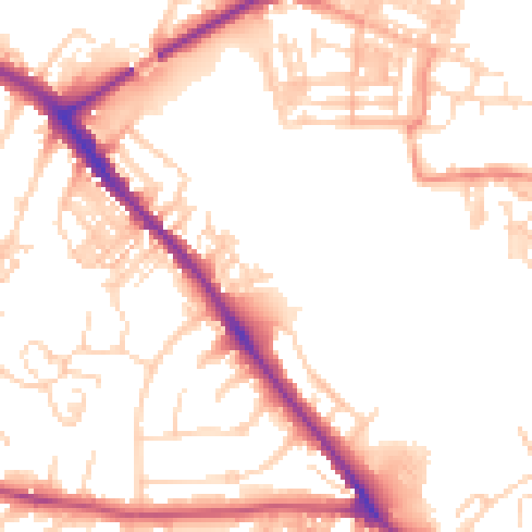 Daytime road noise heatmap for YO26 4QW